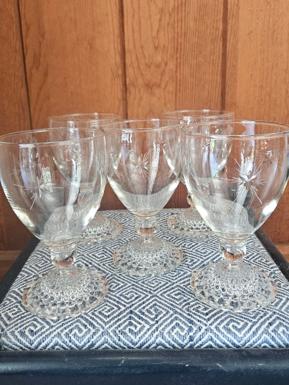 Vintage Anchor Hocking Starburst 'Bubble Foot' Glasses, Set of 5
